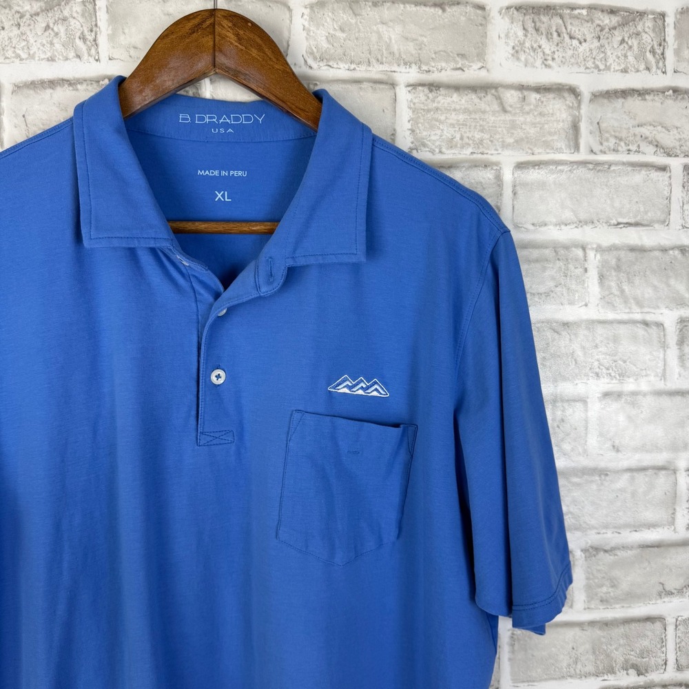 B. Draddy Desert Mountain USA Mens XL Blue Pima Cotton Spandex Pocket Polo Shirt